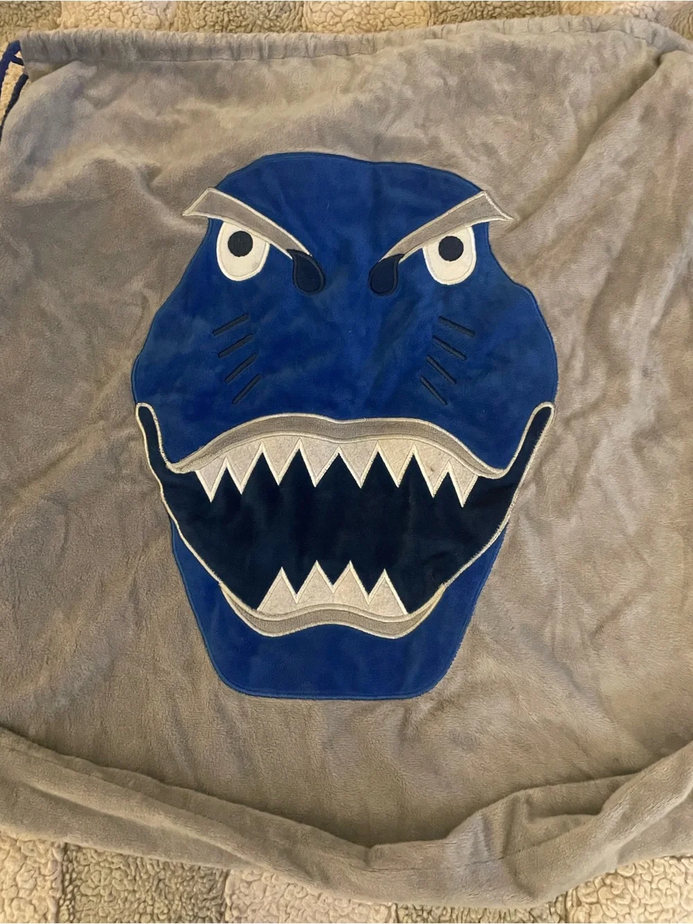 Blue Dino Drawstring Sling Bag